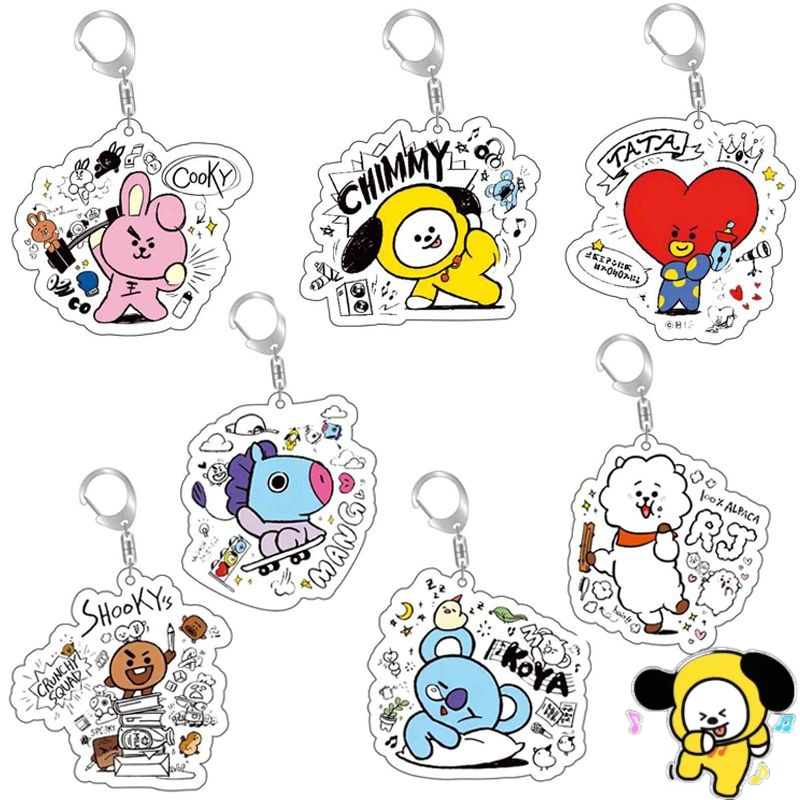 Anime Girl Merchandise - Акриловый брелок BT21 с аниме-персонажами, милый,