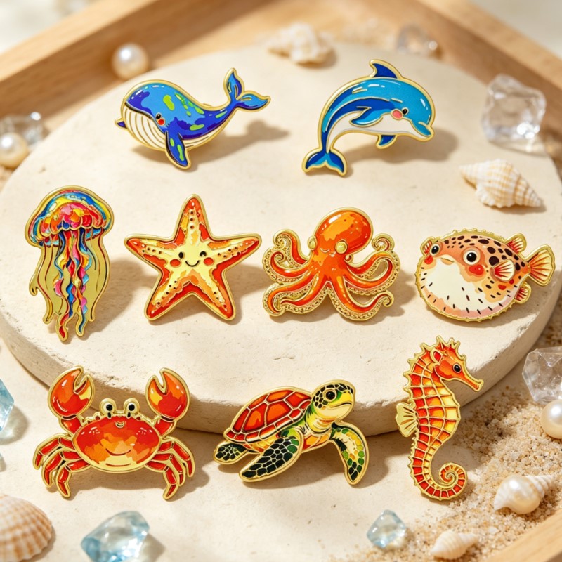 Яркий эмалевый значок с морски – обзор и цена Enamel Pin Set